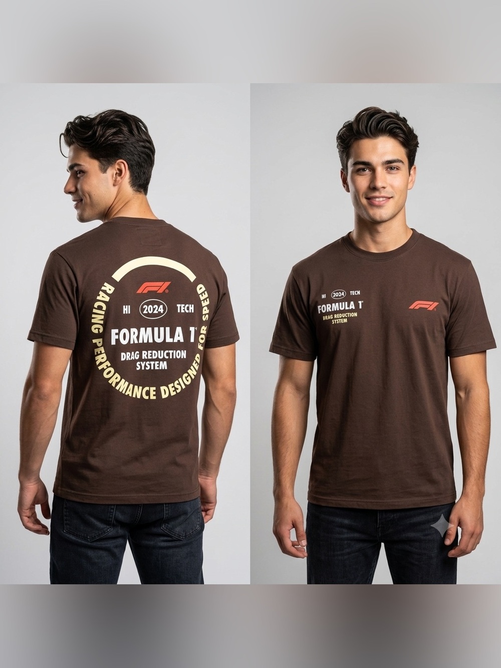 PacSun Formula 1 F1 2024 Tech Drag Reduction System T-Shirt Brown Mens Large